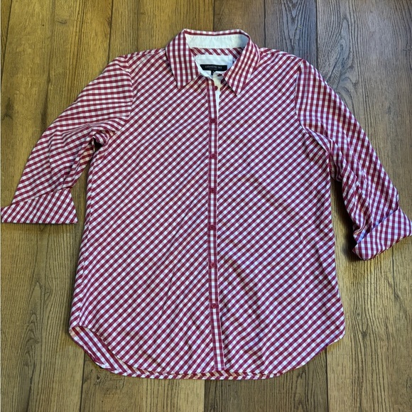 Lafayette 148 New York Red and White Checkered Shirt - Picture 1 of 4